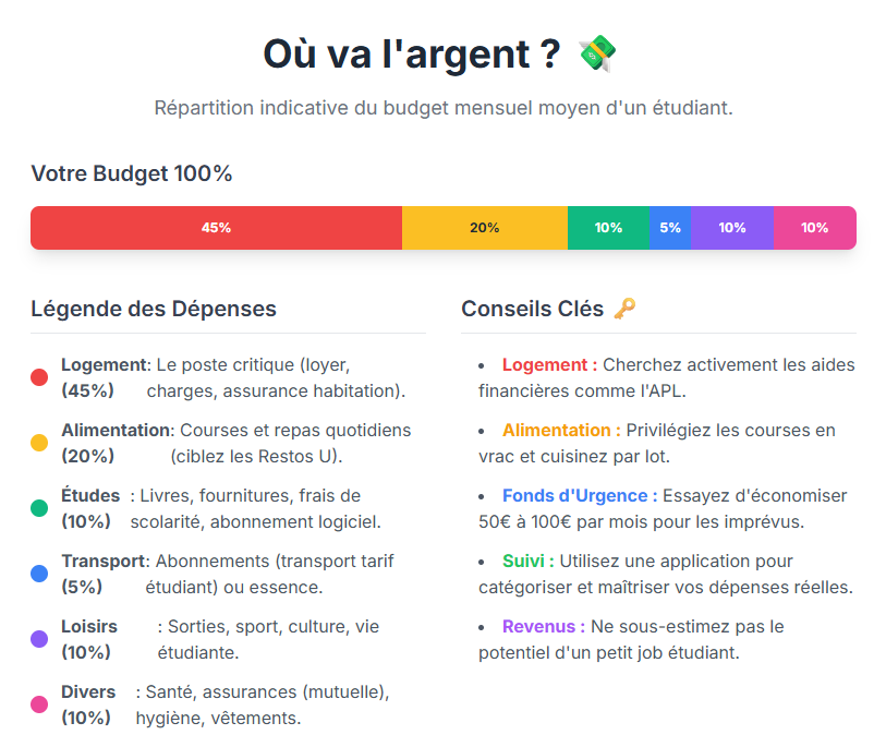 repartition  budget etudiant mensuel moyen